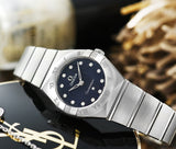 Buy Shop Omega Constellation Manhattan Quartz Diamonds Blue Dial Silver Steel Strap Watch for Women - 131.10.25.60.53.001 USA Online