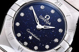 Buy Shop Omega Constellation Manhattan Quartz Diamonds Blue Dial Silver Steel Strap Watch for Women - 131.10.25.60.53.001 USA Online