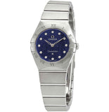 Buy Shop Omega Constellation Manhattan Quartz Diamonds Blue Dial Silver Steel Strap Watch for Women - 131.10.25.60.53.001 USA Online
