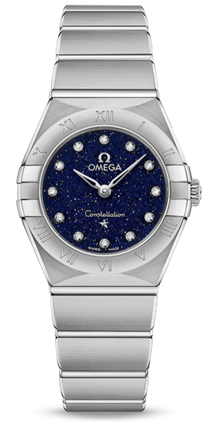 Buy Shop Omega Constellation Manhattan Quartz Diamonds Blue Dial Silver Steel Strap Watch for Women - 131.10.25.60.53.001 USA Online