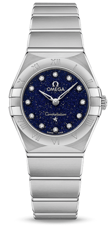 Buy Shop Omega Constellation Manhattan Quartz Diamonds Blue Dial Silver Steel Strap Watch for Women - 131.10.25.60.53.001 USA Online