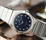 Buy Shop Omega Constellation Manhattan Quartz Diamonds Blue Dial Silver Steel Strap Watch for Women - 131.15.25.60.53.001 USA Online