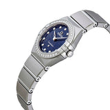Buy Shop Omega Constellation Manhattan Quartz Diamonds Blue Dial Silver Steel Strap Watch for Women - 131.15.25.60.53.001 USA Online