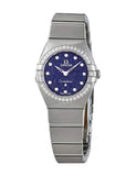 Buy Shop Omega Constellation Manhattan Quartz Diamonds Blue Dial Silver Steel Strap Watch for Women - 131.15.25.60.53.001 USA Online