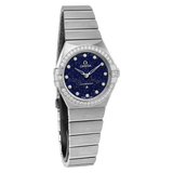 Buy Shop Omega Constellation Manhattan Quartz Diamonds Blue Dial Silver Steel Strap Watch for Women - 131.15.25.60.53.001 USA Online