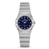 Buy Shop Omega Constellation Manhattan Quartz Diamonds Blue Dial Silver Steel Strap Watch for Women - 131.15.25.60.53.001 USA Online
