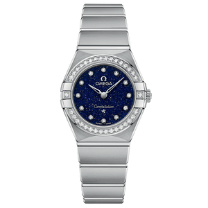 Buy Shop Omega Constellation Manhattan Quartz Diamonds Blue Dial Silver Steel Strap Watch for Women - 131.15.25.60.53.001 USA Online