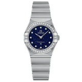 Buy Shop Omega Constellation Manhattan Quartz Diamonds Blue Dial Silver Steel Strap Watch for Women - 131.15.25.60.53.001 USA Online