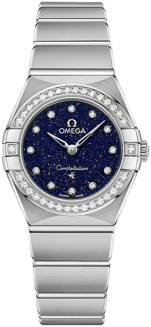 Buy Shop Omega Constellation Manhattan Quartz Diamonds Blue Dial Silver Steel Strap Watch for Women - 131.15.25.60.53.001 USA Online