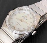 Buy Shop Omega Constellation Manhattan Quartz Diamonds Mother of Pearl Dial Silver Steel Strap Watch for Women - 131.15.25.60.55.001 USA Online