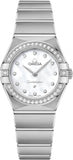 Buy Shop Omega Constellation Manhattan Quartz Diamonds Mother of Pearl Dial Silver Steel Strap Watch for Women - 131.15.25.60.55.001 USA Online