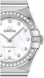 Buy Shop Omega Constellation Manhattan Quartz Diamonds Mother of Pearl Dial Silver Steel Strap Watch for Women - 131.15.25.60.55.001 USA Online