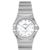Buy Shop Omega Constellation Manhattan Quartz Diamonds Mother of Pearl Dial Silver Steel Strap Watch for Women - 131.15.25.60.55.001 USA Online