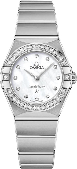 Buy Shop Omega Constellation Manhattan Quartz Diamonds Mother of Pearl Dial Silver Steel Strap Watch for Women - 131.15.25.60.55.001 USA Online
