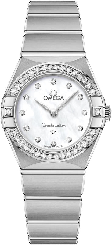 Buy Shop Omega Constellation Manhattan Quartz Diamonds Mother of Pearl Dial Silver Steel Strap Watch for Women - 131.15.25.60.55.001 USA Online
