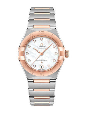 Buy Shop Omega Constellation Manhattan Quartz Diamonds Mother of Pearl Dial Two Tone Steel Strap Watch for Women - 131.20.25.60.55.001 USA Online