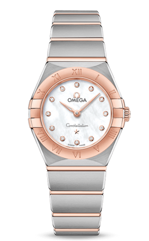 Buy Shop Omega Constellation Manhattan Quartz Diamonds Mother of Pearl Dial Two Tone Steel Strap Watch for Women - 131.20.25.60.55.001 USA Online