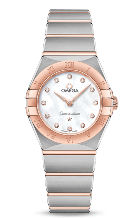 Buy Shop Omega Constellation Manhattan Quartz Diamonds Mother of Pearl Dial Two Tone Steel Strap Watch for Women - 131.20.25.60.55.001 USA Online