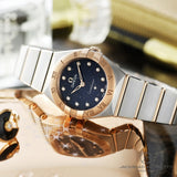 Buy Shop Omega Constellation Quartz Diamonds Blue Dial Two Tone Steel Strap Watch for Women - 131.20.25.60.53.002 USA Online