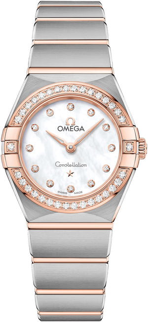 Buy Shop Omega Constellation Quartz Diamonds Mother of Pearl Dial Two Tone Steel Strap Watch for Women - 131.25.25.60.55.001 USA Online