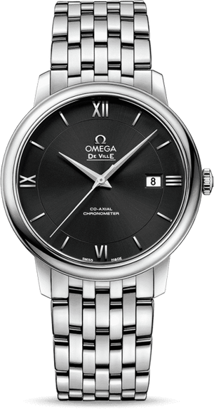 Buy Shop Omega De Ville Prestige Co-Axial Black Dial Silver Steel Strap Watch for Men - 424.10.40.20.01.001 USA Online