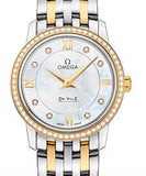 Buy Shop Omega De Ville Prestige Quartz Diamonds Mother of Pearl Dial Two Tone Steel Strap Watch for Women - 424.25.27.60.55.001 USA Online