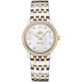 Buy Shop Omega De Ville Prestige Quartz Diamonds Mother of Pearl Dial Two Tone Steel Strap Watch for Women - 424.25.27.60.55.001 USA Online