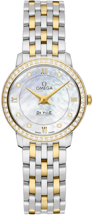 Buy Shop Omega De Ville Prestige Quartz Diamonds Mother of Pearl Dial Two Tone Steel Strap Watch for Women - 424.25.27.60.55.001 USA Online