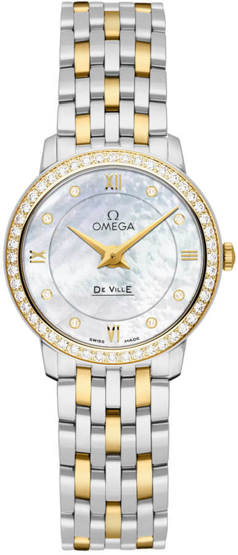 Buy Shop Omega De Ville Prestige Quartz Diamonds Mother of Pearl Dial Two Tone Steel Strap Watch for Women - 424.25.27.60.55.001 USA Online