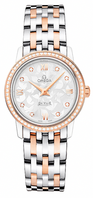 Buy Shop Omega De Ville Prestige Quartz Diamonds Silver Dial Two Tone Steel Strap Watch for Women - 424.25.27.60.52.001 USA Online