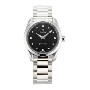 Buy Shop Omega Seamaster Aqua Terra Quartz Diamond Black Dial Silver Steel Strap Watch for Women - 220.10.28.60.51.001 USA Online