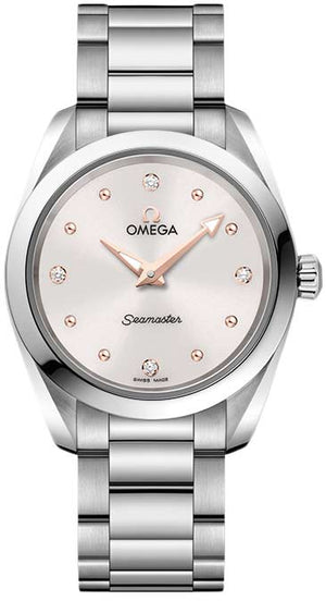 Buy Shop Omega Seamaster Aqua Terra Quartz Diamond Silver Dial Silver Steel Strap Watch for Women - 220.10.28.60.54.001 USA Online