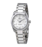 Buy Shop Omega Seamaster Aqua Terra Quartz Diamonds Mother of Pearl Dial Silver Steel Strap Watch for Women - 220.10.28.60.55.001 USA Online