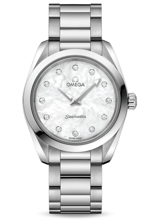 Buy Shop Omega Seamaster Aqua Terra Quartz Diamonds Mother of Pearl Dial Silver Steel Strap Watch for Women - 220.10.28.60.55.001 USA Online