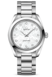 Buy Shop Omega Seamaster Aqua Terra Quartz Diamonds Mother of Pearl Dial Silver Steel Strap Watch for Women - 220.10.28.60.55.001 USA Online