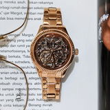 Buy Shop Fossil Rye Automatic Skeleton Rose Gold Dial Rose Gold Steel Strap Watch for Women - BQ3754 USA Online
