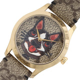 Buy Shop Gucci G-Timeless Brown Dial Brown Leather Strap Unisex Watch - YA1264057 USA Online