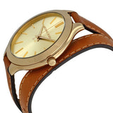 Buy Shop Michael Kors Runway Gold Dial Brown Leather Strap Watch For Women - MK2256 USA Online