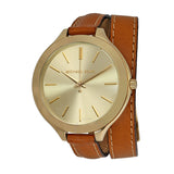 Buy Shop Michael Kors Runway Gold Dial Brown Leather Strap Watch For Women - MK2256 USA Online
