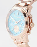 Buy Shop Michael Kors Runway Chronograph Turquoise Dial Rose Gold Steel Strap Watch For Women - MK6164 USA Online