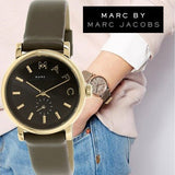 Buy Shop Marc Jacobs Baker Olive Dial Olive Leather Strap Watch for Women - MBM1330 USA Online