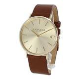 Coach Charles Gold Dial Brown Leather Strap Watch for Women - 14602433