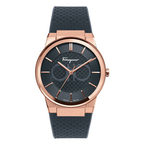 Buy Shop Salvatore Ferragamo Sapphire Black Dial Black Silicone Strap Watch for Men - SFHP00420 USA Online
