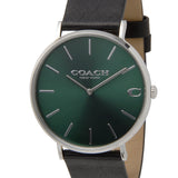 Coach Charles Green Dial Black Leather Strap Watch for Men - 14602436