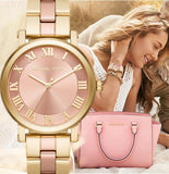 Buy Shop Michael Kors Norie Gold Dial Two Tone Steel Strap Watch for Women - MK3586 USA Online