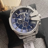 Buy Shop Diesel Mega Chief Chronograph Blue Dial Silver Steel Strap Watch For Men - DZ4417 USA Online