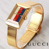Buy Shop Gucci G-Frame Mother of Pearl Dial Yellow Gold Mesh Bracelet Watch For Women - YA147410 USA Online