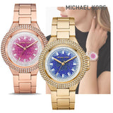 Buy Shop Michael Kors Camille Analog Blue Dial Gold Steel Strap Watch For Women - MK7341 USA Online