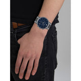 Emporio Armani Renato Chronograph Quartz Blue Dial Grey Steel Strap Watch For Men - AR2505