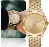 Buy Shop Michael Kors Slim Runway Quartz Gold Dial Gold Mesh Bracelet Watch For Women - MK8625 USA Online